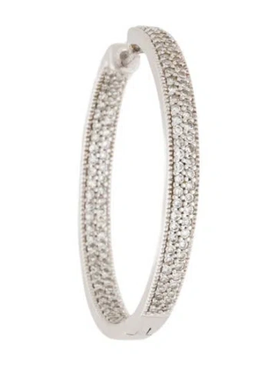 Pre-owned Earrings 14k Diamond Inside Out Hoop  In Multi