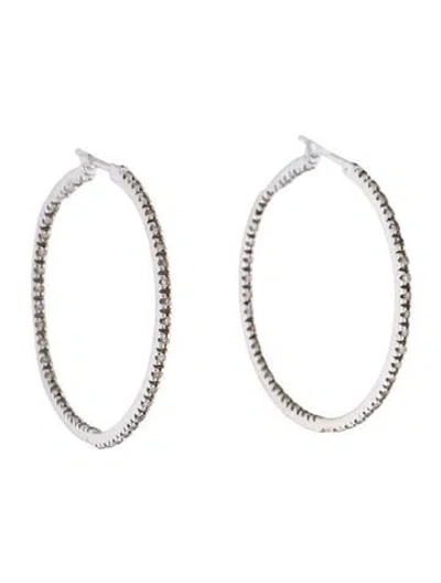 Pre-owned Earrings 14k Diamond Inside Out Hoop  In Multi