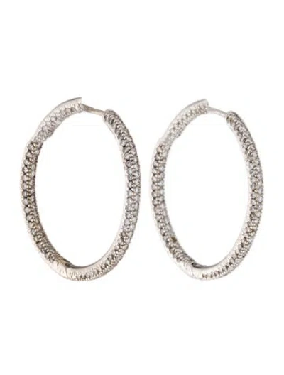 Pre-owned Earrings 14k Diamond Inside Out Hoop  In Multi