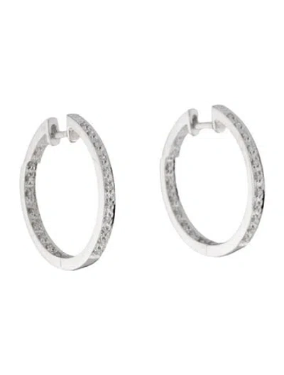 Pre-owned Earrings 14k Diamond Inside-out Hoop  In Multi