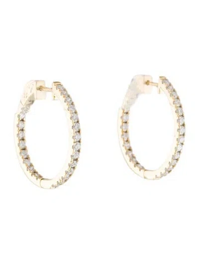 Pre-owned Earrings 14k Diamond Inside-out Hoop  In Multi
