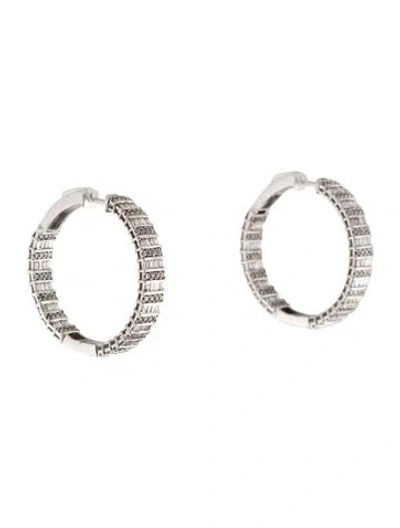 Pre-owned Earrings 14k Diamond Inside-out Hoop  In Multi