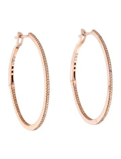 Pre-owned Earrings 14k Diamond Inside-out Hoop  In Multi