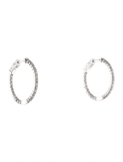 Pre-owned Earrings 14k Diamond Inside-out Hoop  In Multi
