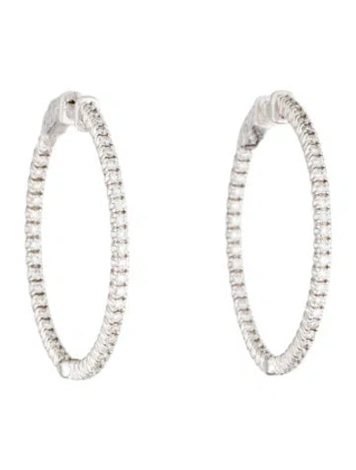 Pre-owned Earrings 14k Diamond Inside-out Hoop  In Multi