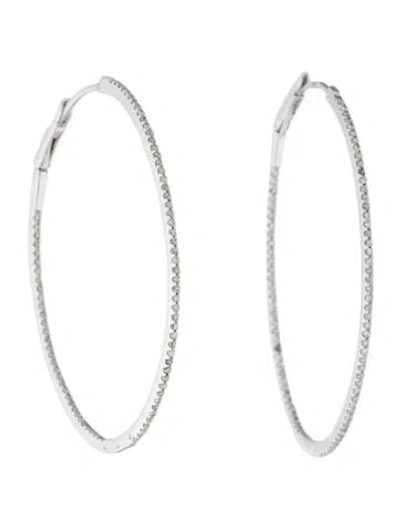 Pre-owned Earrings 14k Diamond Inside-out Hoop  In Multi