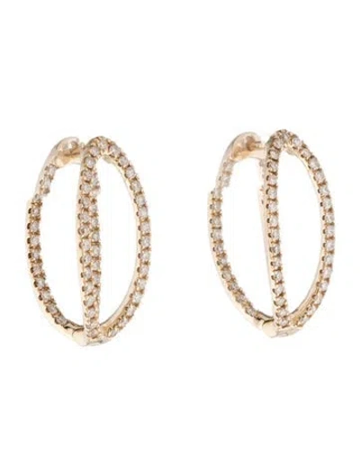 Pre-owned Earrings 14k Diamond Inside-out Hoop  In Multi
