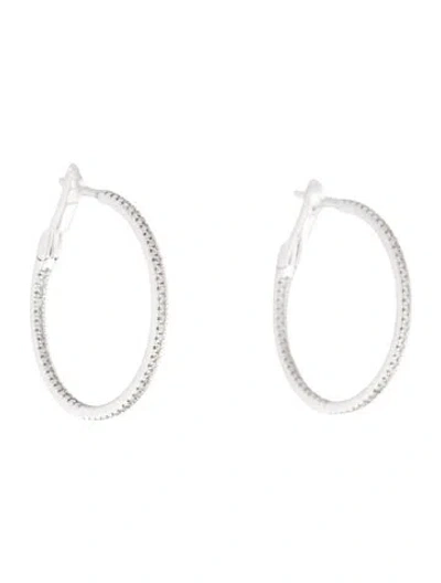 Pre-owned Earrings 14k Diamond Inside-out Hoop  In Multi