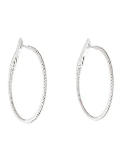 Pre-owned Earrings 14k Diamond Inside-out Hoop  In Multi