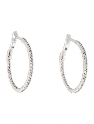 Pre-owned Earrings 14k Diamond Inside-out Hoop  In Multi