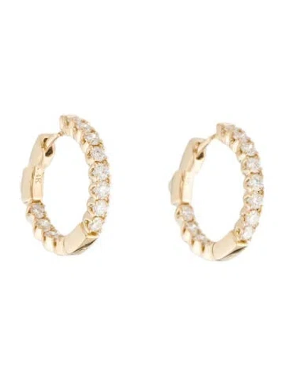 Pre-owned Earrings 14k Diamond Inside-out Hoop  In Multi