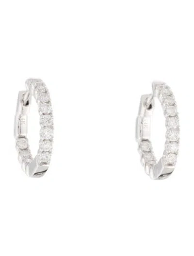 Pre-owned Earrings 14k Diamond Inside-out Hoop  In Multi