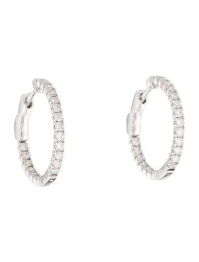 Pre-owned Earrings 14k Diamond Inside-out Hoop  In Multi