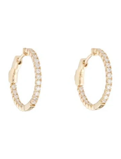 Pre-owned Earrings 14k Diamond Inside-out Hoop  In Multi