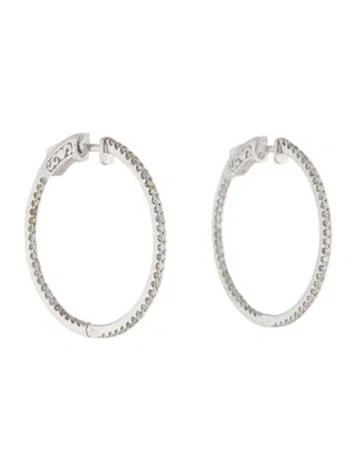 Pre-owned Earrings 14k Diamond Inside-out Hoop  In Multi