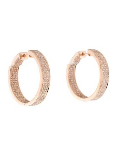 Pre-owned Earrings 14k Diamond Inside-out Hoop  In Multi