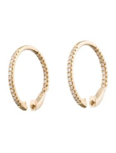 Pre-owned Earrings 14k Diamond Inside-out Hoop  In Multi