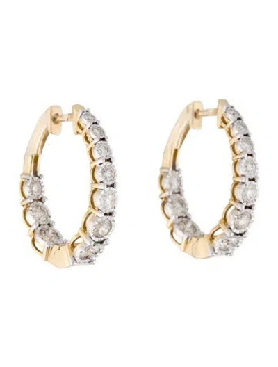 Pre-owned Earrings 14k Diamond Inside-out Hoop  In Multi