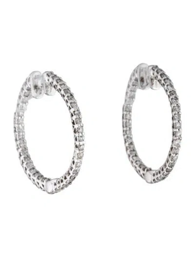 Pre-owned Earrings 14k Diamond Inside-out Hoop  In Multi