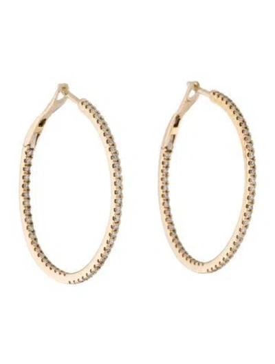 Pre-owned Earrings 14k Diamond Inside-out Round Hoop  In Multi