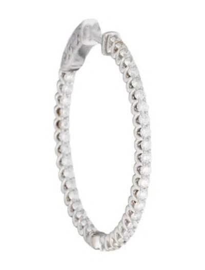 Pre-owned Earrings 14k Diamond Inside-out Single Hoop Earring In Multi
