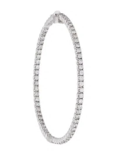 Pre-owned Earrings 14k Diamond Inside-out Single Hoop Earring In Multi