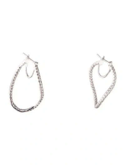Pre-owned Earrings 14k Diamond Inside-out Wave Hoop  In Multi