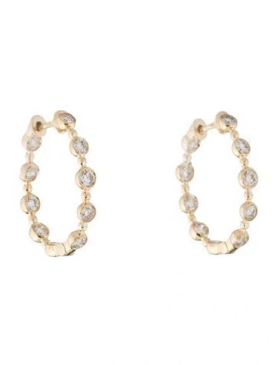 Pre-owned Earrings 14k Diamond Inside-outside Hoop  In Multi