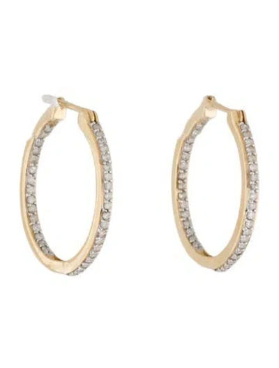 Pre-owned Earrings 14k Diamond Inside/outside Hoop  In Multi
