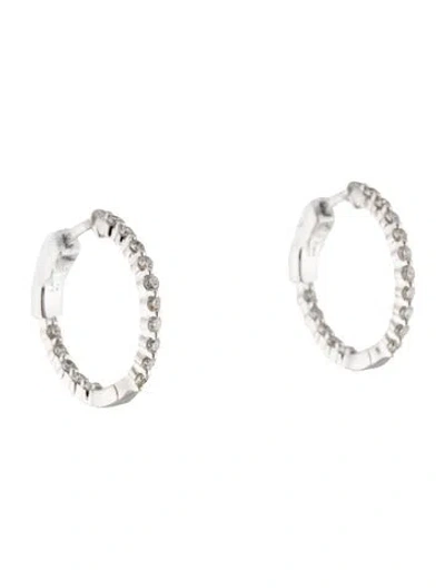 Pre-owned Earrings 14k Diamond Inside-outside Hoop  In Multi
