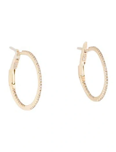 Pre-owned Earrings 14k Diamond Inside/outside Hoop  In Multi