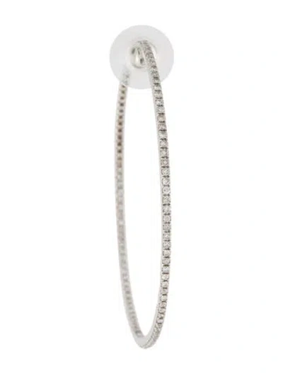 Pre-owned Earrings 14k Diamond Inside/outside Single Hoop Earring In Multi