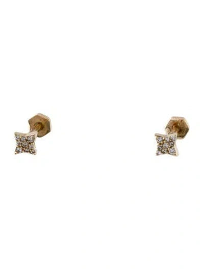 Pre-owned Earrings 14k Diamond Internally Threaded Stud  In Multi