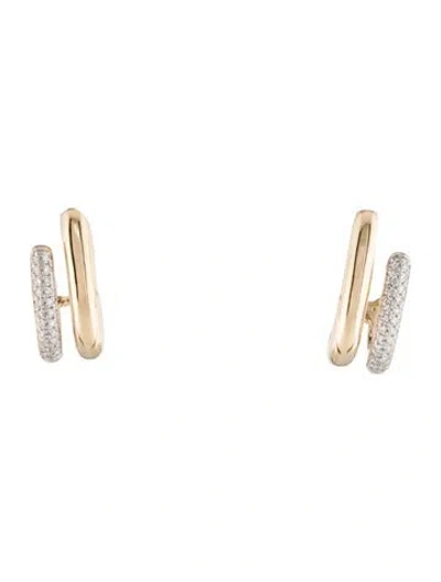 Pre-owned Earrings 14k Diamond J Hoop Stud  In Multi