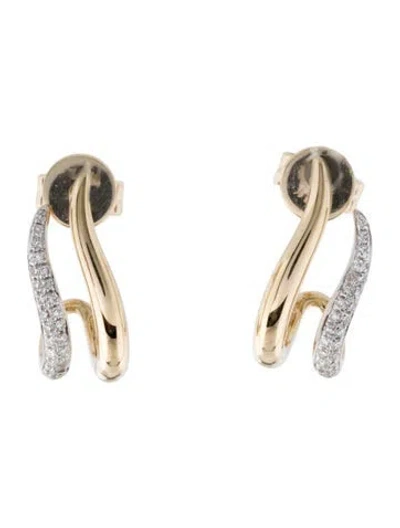 Pre-owned Earrings 14k Diamond J Hoop Stud  In Multi