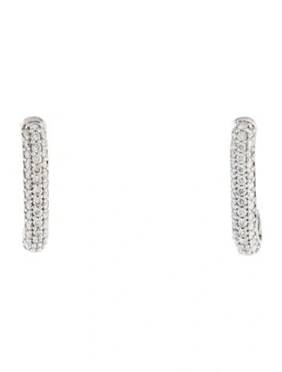 Pre-owned Earrings 14k Diamond J Hoop Stud  In Multi