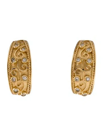 Pre-owned Earrings 14k Diamond Large Huggie  In Multi