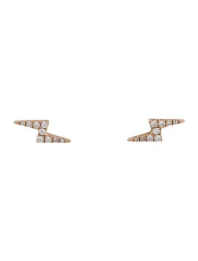 Pre-owned Earrings 14k Diamond Lightning Bolt Stud  In Multi
