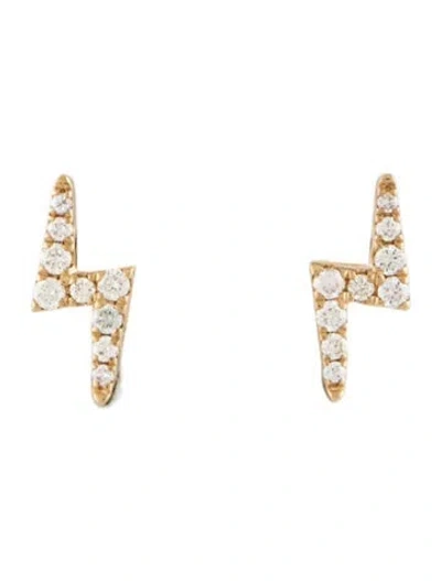 Pre-owned Earrings 14k Diamond Lightning Bolt Stud  In Multi