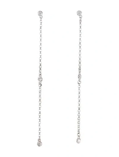 Pre-owned Earrings 14k Diamond Line Drop  In Multi