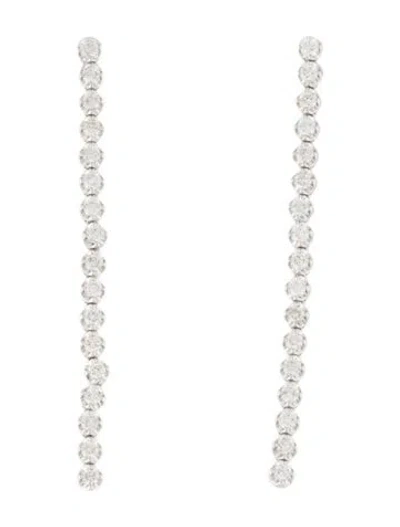 Pre-owned Earrings 14k Diamond Line Drop  In Multi