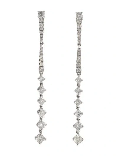 Pre-owned Earrings 14k Diamond Linear Drop  In Multi