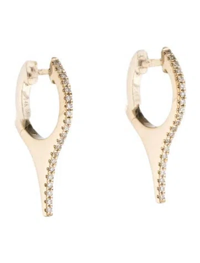 Pre-owned Earrings 14k Diamond Long Spike Huggie  In Multi