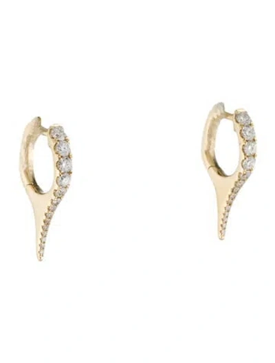 Pre-owned Earrings 14k Diamond Long Spike Huggie  In Multi