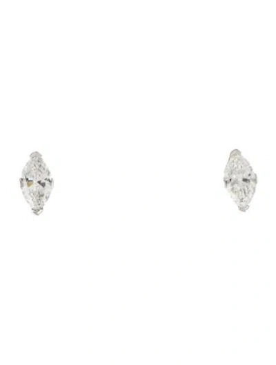 Pre-owned Earrings 14k Diamond Marquise Stud In Multi
