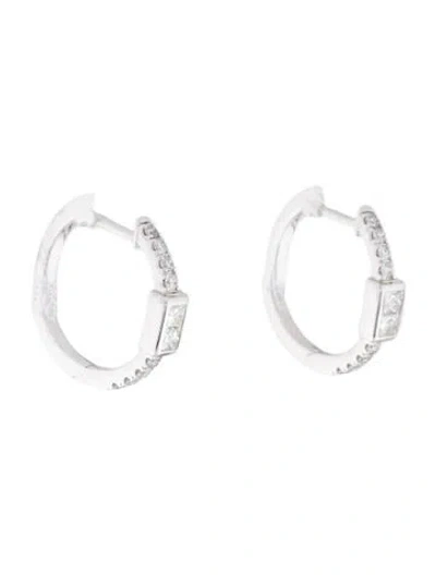 Pre-owned Earrings 14k Diamond Mini Hoop  In Multi
