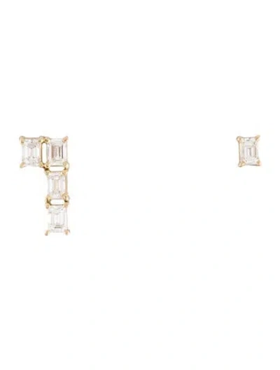Pre-owned Earrings 14k Diamond Mismatched Stud  In Multi