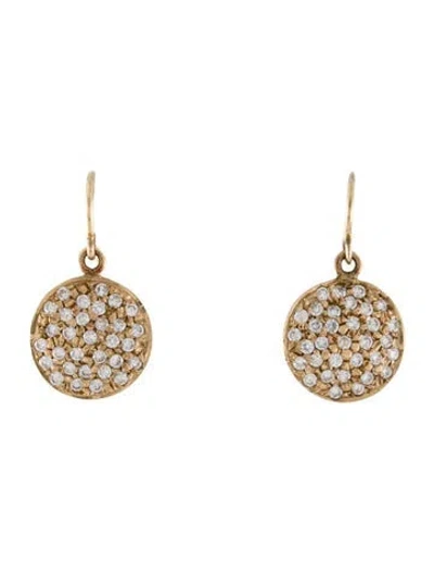 Pre-owned Earrings 14k Diamond Mosaic Disc Drop  In Multi
