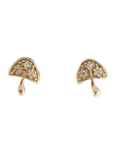 Pre-owned Earrings 14k Diamond Mushroom Stud  In Multi