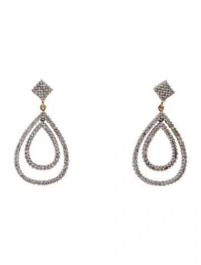 Pre-owned Earrings 14k Diamond Open Tear Drop  In Multi